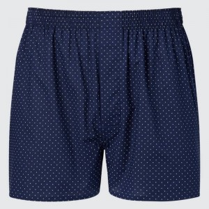 Men Uniqlo Woven Dotted Boxer Underwear Navy | 9914771