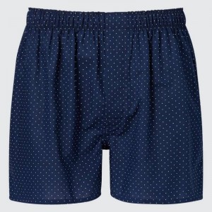 Men Uniqlo Woven Dotted Print Boxers Underwear Navy | 458522
