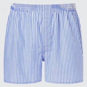 Men Uniqlo Woven Striped Boxer Underwear Blue | 9674126