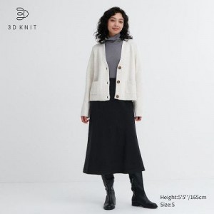 Women Uniqlo 3D Knit Souffle Yarn Skirts Black | 8283813