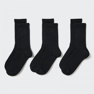 Women Uniqlo 3 Pack (Ribbed) Socks Black | 5254195