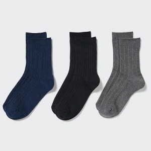 Women Uniqlo 3 Pairs Socks Navy | 1741070