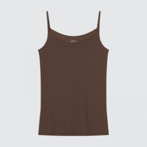 Women Uniqlo AIRism Camisole Tank Top Brown | 7502765
