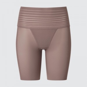 Women Uniqlo AIRism Smooth Body Shaper Unlined Half Shorts Brown | 162786
