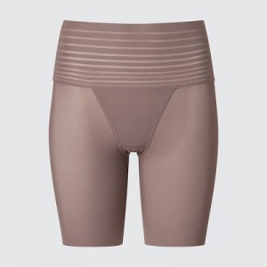 Women Uniqlo AIRism Smooth Body Shaper Unlined Half Tight Brown | 5429592