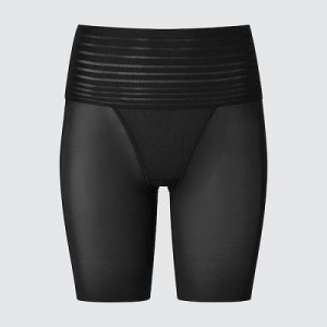Women Uniqlo AIRism Smooth Body Shaper Unlined Half Tight Black | 8616645