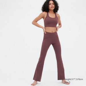 Women Uniqlo AIRism Soft Flare Pants Burgundy | 9186267