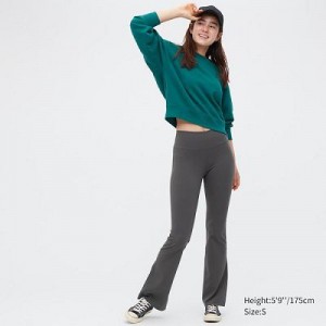 Women Uniqlo AIRism Soft Flare Pants Grey | 2630001