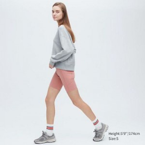 Women Uniqlo AIRism Soft Pocket Biker Shorts Pink | 1544829
