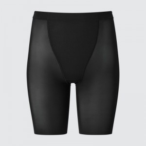 Women Uniqlo AIRism Support Body Shaper Unlined Half Shorts Black | 781786