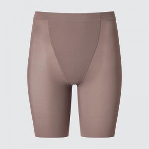 Women Uniqlo AIRism Support Body Shaper Unlined Half Tight Brown | 3329221