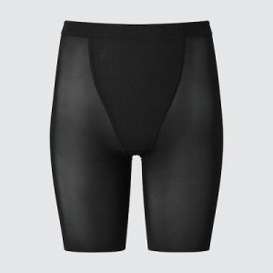 Women Uniqlo AIRism Support Body Shaper Unlined Half Tight Black | 6342063