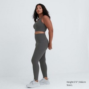 Women Uniqlo AIRism UV Protection Pocketed Soft Leggings Grey | 8434149