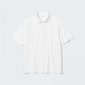 Women Uniqlo Airism Full Open Short-sleeve Polo Shirts White | 4736538
