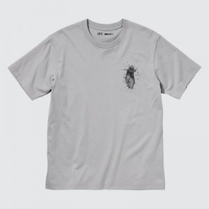 Women Uniqlo Attack on Titan UT Short-Sleeve A Titan Inside The Wall T Shirts Grey | 500338