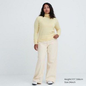 Women Uniqlo Baggy Jeans White | 6247308