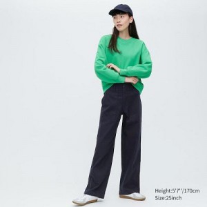 Women Uniqlo Baker Pants Navy | 8607779