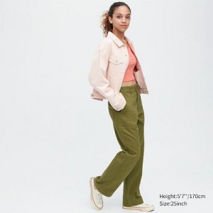 Women Uniqlo Baker Pants Olive | 3937516
