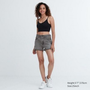 Women Uniqlo Boyfriend Denim Shorts Grey | 9236735