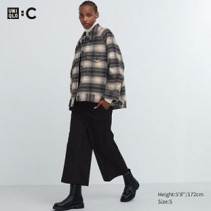 Women Uniqlo Brushed Jersey Cropped Pants Black | 9959447