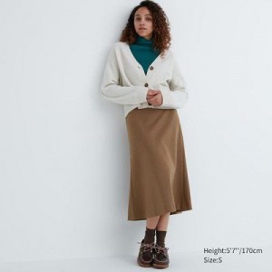 Women Uniqlo Brushed Jersey Flared Skirts Brown | 9693216