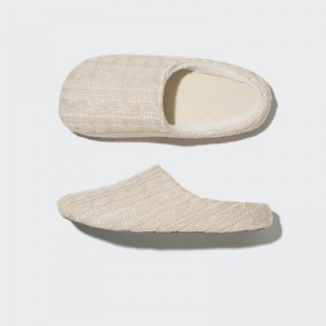 Women Uniqlo Cable Knit Slippers White | 1740967