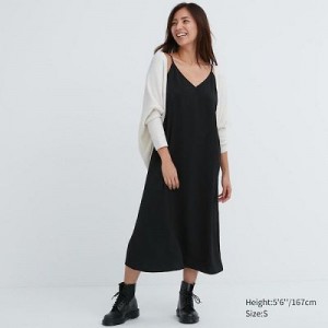 Women Uniqlo Camisole Midi Dress Black | 5824028
