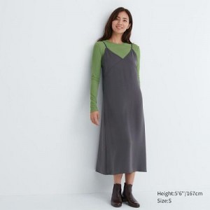 Women Uniqlo Camisole Midi Dress Grey | 171133