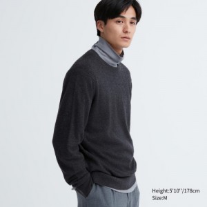 Women Uniqlo Cashmere Crew Neck Long-sleeve Sweaters Grey | 923680