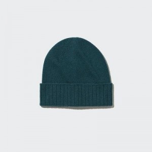 Women Uniqlo Cashmere Knitted Beanie Green | 4311679