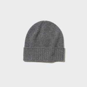Women Uniqlo Cashmere Knitted Beanie Grey | 9369786