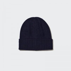 Women Uniqlo Cashmere Knitted Beanie Navy | 4087861