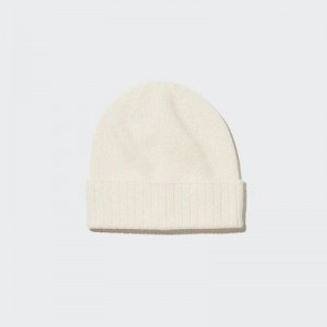 Women Uniqlo Cashmere Knitted Beanie White | 2464998