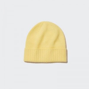 Women Uniqlo Cashmere Knitted Beanie Yellow | 9556536