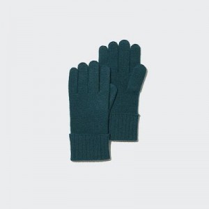 Women Uniqlo Cashmere Knitted Gloves Green | 586749