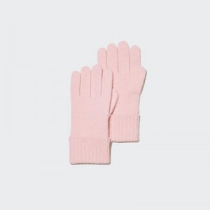 Women Uniqlo Cashmere Knitted Gloves Pink | 524163