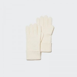 Women Uniqlo Cashmere Knitted Gloves White | 4097855