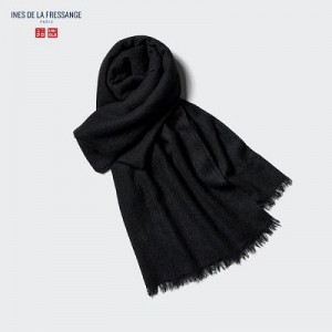 Women Uniqlo Cashmere Stole Scarves Black | 5634671