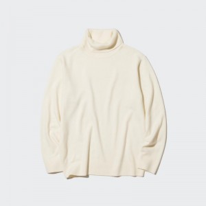Women Uniqlo Cashmere Turtleneck Long-sleeve Sweaters White | 5623590