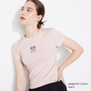 Women Uniqlo Collection UT Short-Sleeve T Shirts Pink | 4670857