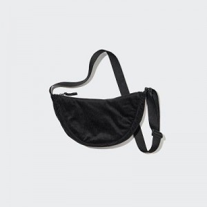 Women Uniqlo Corduroy Round Mini Crossbody Bags Black | 6672264