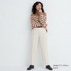 Women Uniqlo Corduroy Wide-Fit Pleated Pants White | 7362058