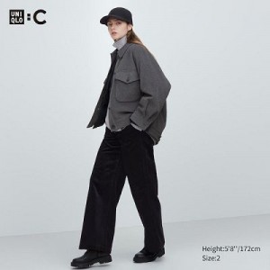 Women Uniqlo Corduroy Wide Pants Black | 1873523