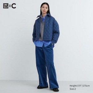 Women Uniqlo Corduroy Wide Pants Blue | 8081317