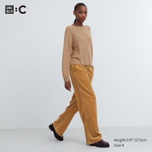Women Uniqlo Corduroy Wide Pants Brown | 2051416