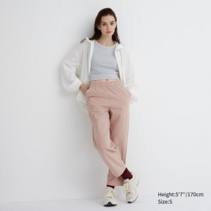 Women Uniqlo Cotton Relaxed Ankle Lounge Pants Pink | 7107350