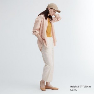 Women Uniqlo Cotton Relaxed Ankle Lounge Pants White | 804438
