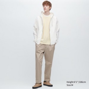 Women Uniqlo Cotton Relaxed Ankle Pants Beige | 2440703