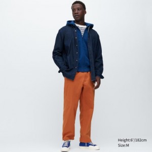 Women Uniqlo Cotton Relaxed Ankle Pants Orange | 367231