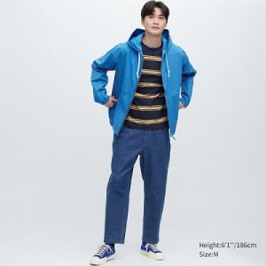 Women Uniqlo Cotton Relaxed Ankle Pants Blue | 8378261